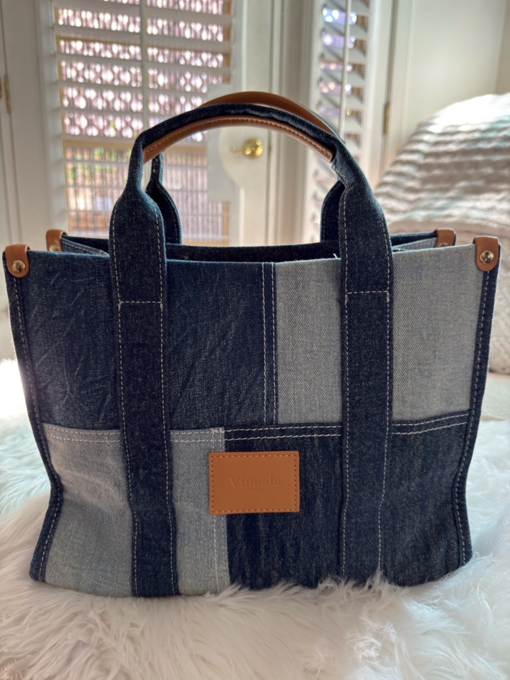 Denim Tote Bag in Dark Blue - Picture 3 of 8